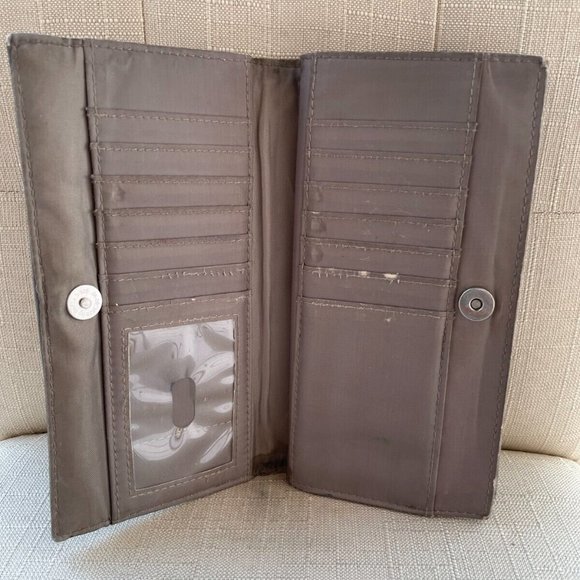 Nicole Miller Women Wallet Clutch Gray Leather Purse Card Holder Long Wallet - Picture 4 of 10